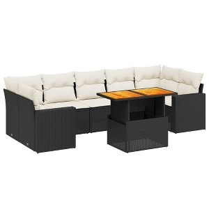 vidaXL Garden Sofa Set Black and Cream White - 1 of 4