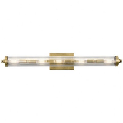 Azores Natural Brass and Clear Glass Cylinder Vanity Light