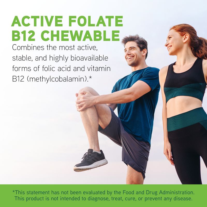 DaVinci Labs Active Folate B12 Chewable - Dietary Supplement to Support Heart Health, Healthy Nerves, and Energy Production*  - 60 Chewable Tablets, 3 of 7