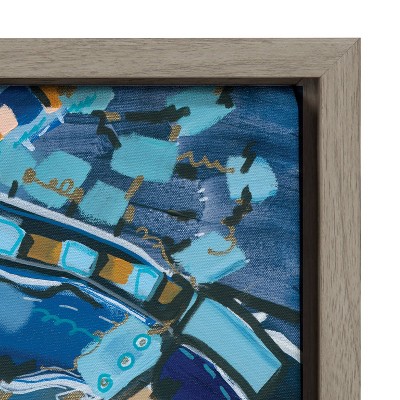 30" x 30" Blue and Gray Abstract Canvas Art Print