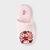 Women's Strawberry Shortcake Embroidered Plush Slide Slippers - Pink - 3 of 4
