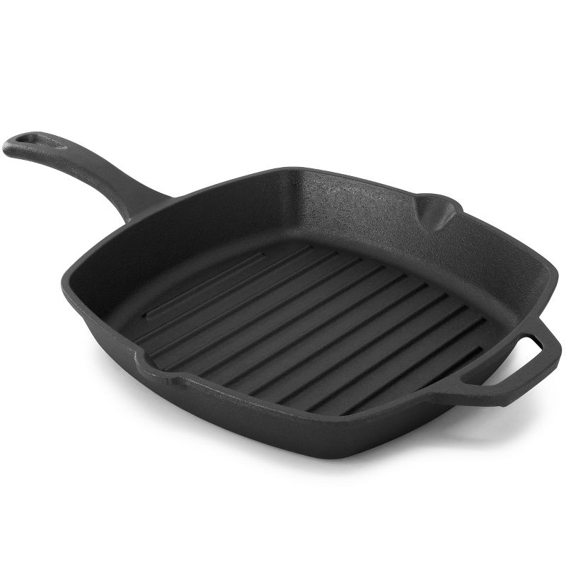 MegaChef 10.4 Inch Pre-Seasoned Cast Iron Griddle with Tempered Glass Lid, 3 of 8