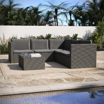 Flash Furniture Roan Indoor/outdoor L-shaped Sectional With Coffee ...