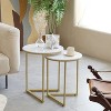 2 Pcs Chic Round Nesting Coffee Table Marble Top Side Tables Furniture - 2 of 4
