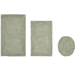 Edge Bath Rug 100% Premium Cotton Ultra-Soft Water Absorbent Tufted Solid Reversible 3 Piece Bathroom Rug Set for Machine Washable Bathmat - 1 of 4