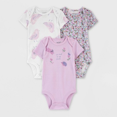 Carter's Just One You® Baby Girls' 3pk Flower Bodysuit - Lilac Purple 12M