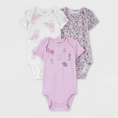 Image of Carter's Just One You® Baby Girls' 3pk Flower Bodysuit - Lilac Purple 12M
