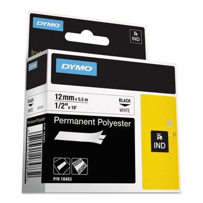 DYMO Rhino Permanent Poly Industrial Label Tape Cassette - 1/2in x 18ft - White
