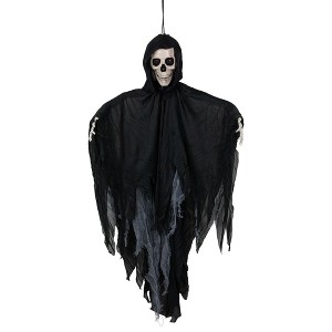 Northlight 36" Animated Grim Reaper Hanging Halloween Decoration with LED Lighted Eyes - 1 of 4