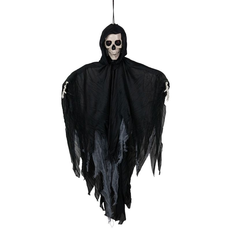 Northlight 36" Animated Grim Reaper Hanging Halloween Decoration with LED Lighted Eyes, 1 of 7