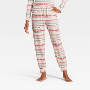 Women's "Let it Snow" Fair Isle Cozy Knit Holiday Matching Family Pajama Pants - Wondershop™ Cream - 1 of 4