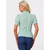 Allegra K Women's Summer Floral Print Ruffle Neck Short Sleeve Peplum Top - 4 of 4