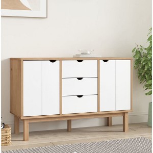 vidaXL Sideboard OTTA Brown and White 44.7 in.x16.9 in.x28.7 in. Solid Wood Pine - 1 of 4