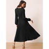 Seta T Women's Long Lantern Sleeve Wrap V Neck Flowy Ruffle Pleated Maxi Dresses - 4 of 4