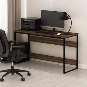 Furinno Modern 52" Wide Computer Desk Metal Frame Writing Study Laptop Table Home Office Workstation,Columbia Walnut - 1 of 4