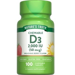 Nature's Truth Chewable Vitamin D3 2,000 IU | 100 Tablets | Berry Flavor - 1 of 4