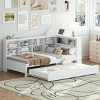 Daybed with Twin Trundle, Wooden Day Bed Pull Out with USB Ports and Storage Shelf, Twin Size Frame for Kids or Guests-Maison Boucle - 2 of 4