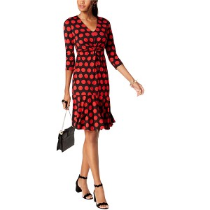 I.N.C International Concepts Womens Twist Ruffled Dress, Black, Medium - 1 of 1