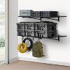 Acekool Garage Wall Shelving with Hooks, 3.87' x 2' Wall-Mounted Storage Shelves, Holds Up to 200 lbs Each, 2 Pack, Black - 2 of 4
