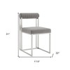 HomeRoots Set of Two Gray And Silver Upholstered Polyester Open Back Dining Side Chairs - 3 of 4