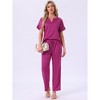INSPIRE CHIC Womens Silky Pajama Sets Soft Lounge Sets Summer Pajamas Satin Short Sleeve V-neck - 4 of 4