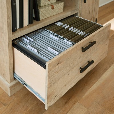 Prime Oak Small Credenza with Adjustable Shelf and File Drawer