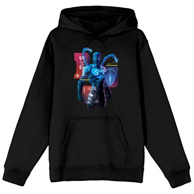 Blue Beetle Superhero Hologram Long Sleeve Black Adult Hooded ...