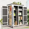Coolbibila-Wood Storage Shed, Garden Tool Cabinet With Waterproof Roof, Garden Workstation With Four Lockable Doors And Multiple-Tier Shelves - 2 of 4