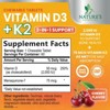 Vitamin D3 with K2 Supplement - High Potency Vitamin D Complex, Chewable - 60 Tablets;120 Tablets;180 Tablets - 2 of 4