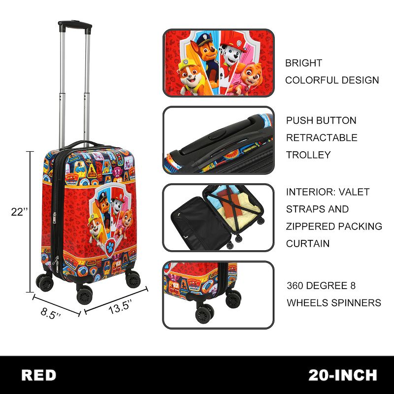 Paw Patrol 20” Kids' Carry-On Luggage With Wheels And Retractable Handle, 5 of 8