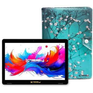 LINSAY 10.1"Octa Core  256GB Storage Android 15 Tablet with Flowers Marble Case - 1 of 4