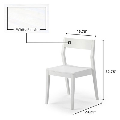 White Solid Wood Modern Side Chair Set of 2