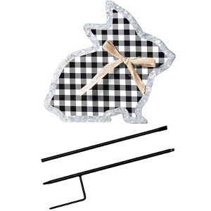 The Lakeside Collection Galvanized Gingham Bunny Stakes - 1 of 3