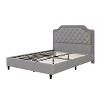 Okak Elegant Queen Velvet Platform Bed Frame with Upholstered, Ruched Button Tufted Headboard Wood Slats No Box Spring Needed Easy Assembly, Gray - 4 of 4