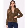 INSPIRE CHIC Women's Notched Collar Long Sleeve Button Front Striped Blazer - 3 of 4