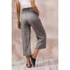 ECUPPER Womens Linen Cropped Pants Loose Casual Capri Cotton Wide Leg Plus Size Elastic Waist with Drawstring Trouses - 3 of 4