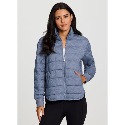RBX Active Women's Ultra Lightweight Soft Knit Quilted Mock Neck Jacket with Pockets