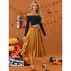 INSPIRE CHIC Women's Party Elastic Waist Metallic Shiny Accordion Pleated Midi Skirt - 2 of 4