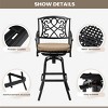 Pellebant Outdoor Patio Bar Height Swivel Bar Stool with Sunbrella Cushion - 4 of 4