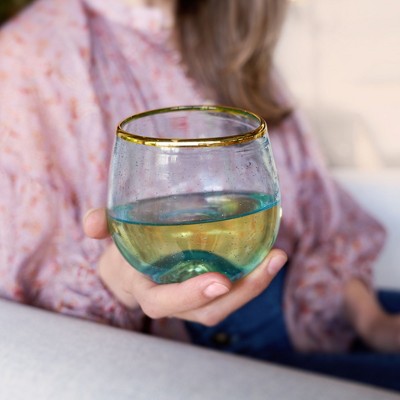 Twine Aqua Bubble Wine Glasses - Thumbnail 5