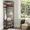 Tangkula 5-Tier Corner Hall Tree w/ Shoe Storage Bench 12 Metal Hooks for Living Room Brown - 4 of 4