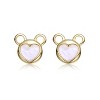 Guili 14K Gold Plated with White Mother Of Pearl Bear-Eared Heart Stud Earrings For Kids - 2 of 2