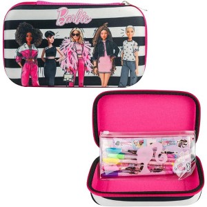 Barbie Pencil Case Set with Stickers and Gel Pens for Kids, Molded with Zip Closure, Pink - 1 of 1
