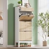 Shoe Cabinet with 3 Flip Doors & 1 Drawer, Entrance Shoe Rack with Iron Legs, Slim Shoe Storage Cabinet, Modern Fluted Shoe Organizer - 4 of 4