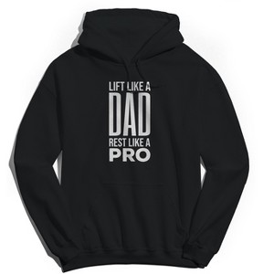 Rerun Island Men's Lift Like A Dad Long Sleeve Graphic Cotton Sweatshirt Hoodie - 1 of 3