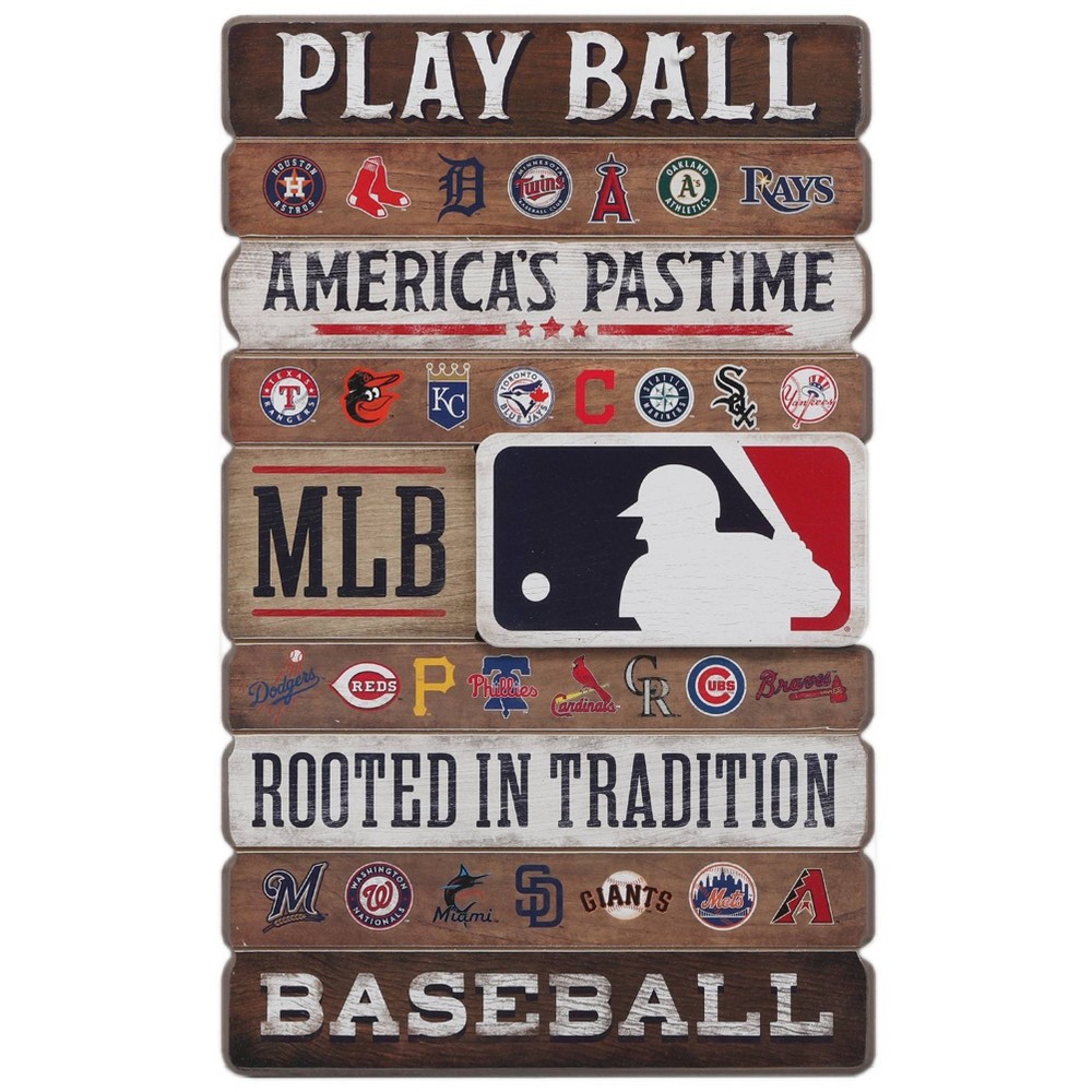 Photos - Wallpaper MLB Baseball Wood Plank Sign Panel 