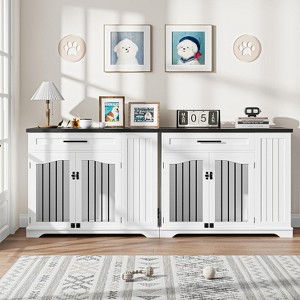 Coucheta Furniture Style Dog Crate for Large Dogs, 44 Inch Heavy Duty Wooden Dog Kennel Furniture with Drawer & Side Storage and Bulit-in Feeding - 1 of 4