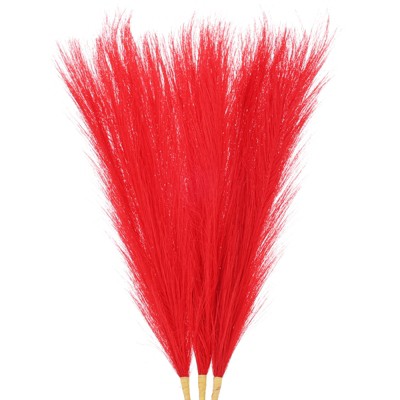 Unique Bargains Dried Plants Artificial Durable Small Fluffy Pampas Grass 7 Branches for Home, Office, Party 17.7 Inch