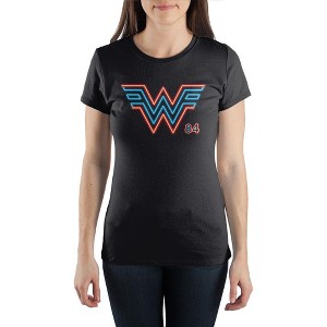 Juniors DC Comic Book Wonder Woman Logo Black Graphic Tee - 1 of 2