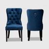 2pc Remy Velvet Upholstered Wood Dining Chair Set Blue/Espresso - Baxton Studio: Oak Frame, Soft Touch - 2 of 4